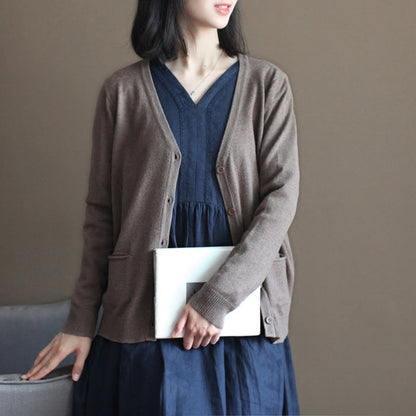 kuscheliger Schokoladen-Kuschelpullover übergroße Strickoberteile Feines Winterhemd mit V-Ausschnitt Kaninchenfell