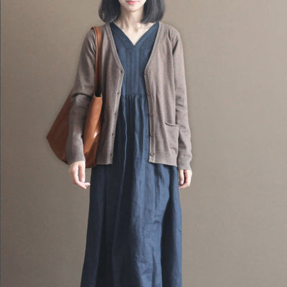 kuscheliger Schokoladen-Kuschelpullover übergroße Strickoberteile Feines Winterhemd mit V-Ausschnitt Kaninchenfell