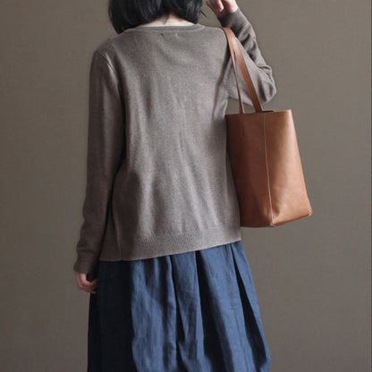 kuscheliger Schokoladen-Kuschelpullover übergroße Strickoberteile Feines Winterhemd mit V-Ausschnitt Kaninchenfell