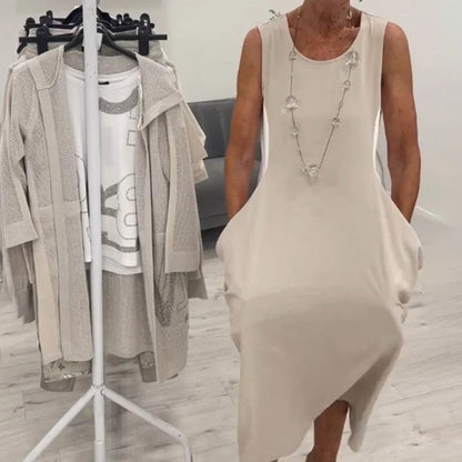 Sleeveless Pocket Midi Dress