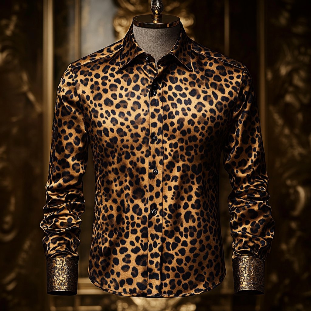 Men's Luxury Long-sleeved Shirt with Beast Print