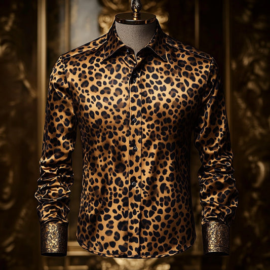 Men's Luxury Long-sleeved Shirt with Beast Print