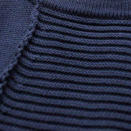dunkelblauer neuer Baumwollpullover Tops Vintage Passform mittellanger Strickpullover