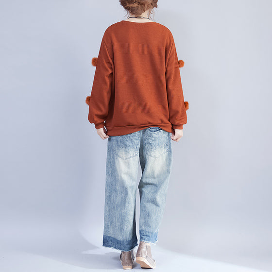 dunkelgrau lässige dicke Strickoberteile Oversize-Pullover aus feinem