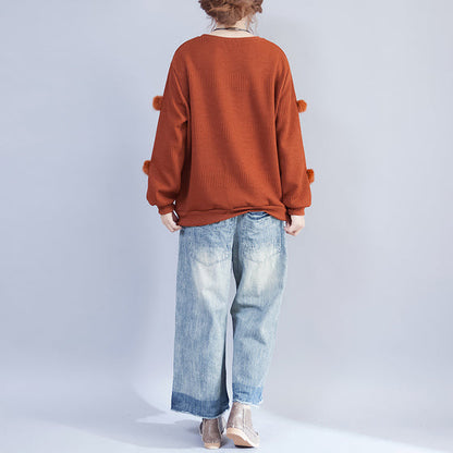 dunkelgrau lässige dicke Strickoberteile Oversize-Pullover aus feinem