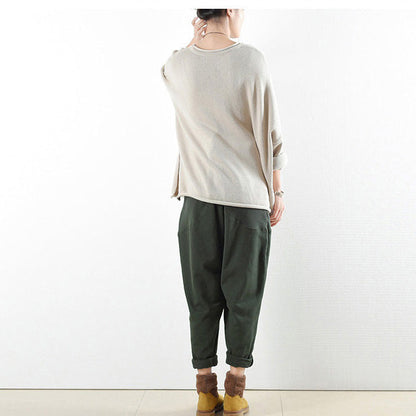 dunkelgrüne warme Baumwoll-Winterhose Oversize-Hose 2024