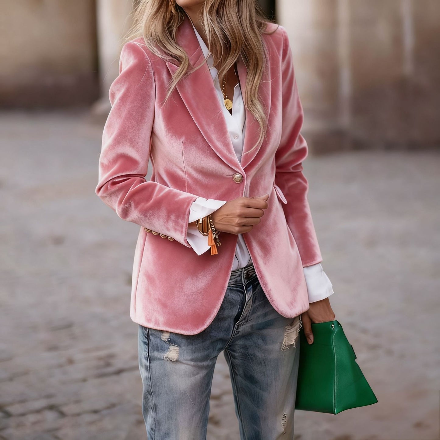 Women's Autumn and Winter Fashion Velvet Blazer