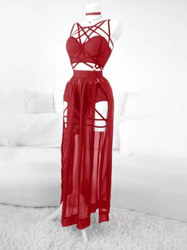 Gothic Cage Dress With Straps And Bosom Cushion Skirt