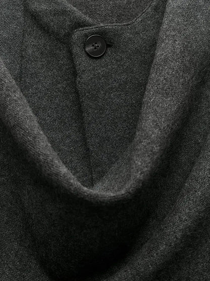 Deep gray wrap-style wool blazer