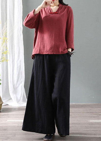 diy Black Retro Tie Waist Fall Wide Leg Pants - SooLinen
