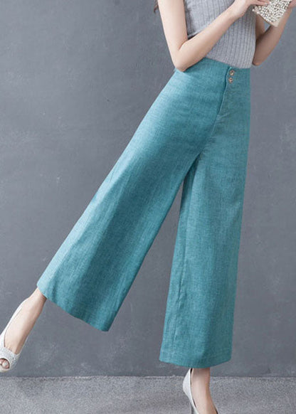 diy Blaue High Waist Button Wide Leg Fall Pants Hose