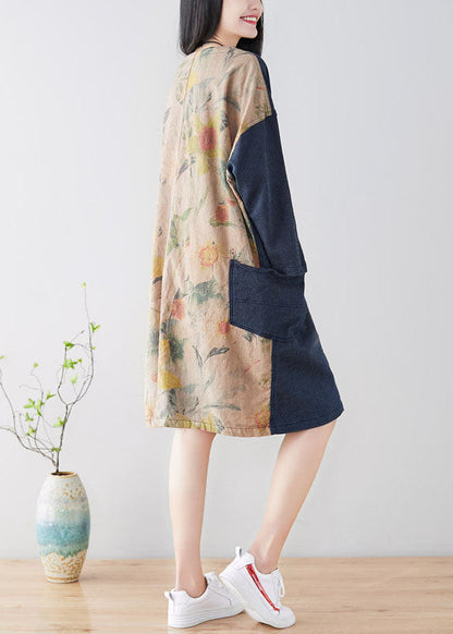 diy Blue V Neck Patchwork trench coats Spring