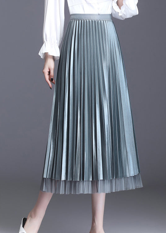 diy Grauer Patchwork-A-Linien-Herbstrock mit hoher Taille