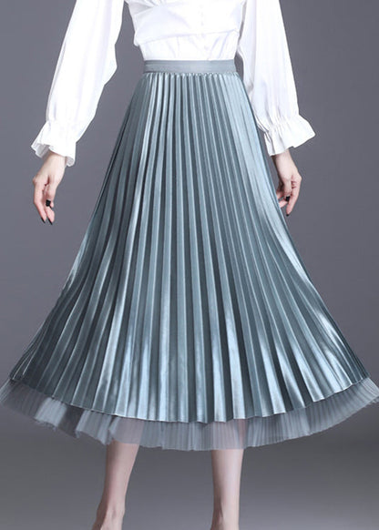 diy Grauer Patchwork-A-Linien-Herbstrock mit hoher Taille