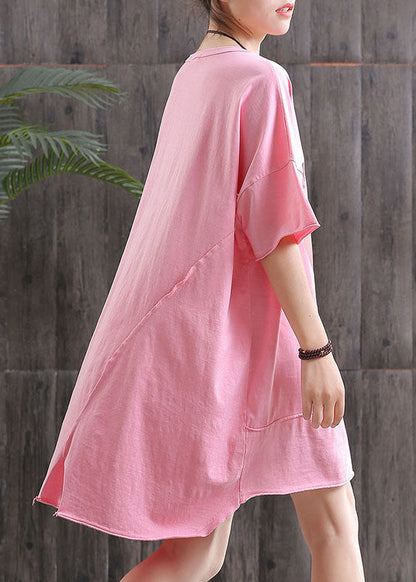 diy Grau O-Ausschnitt Print Asymmetrisches Design Herbstkleid Halbarm