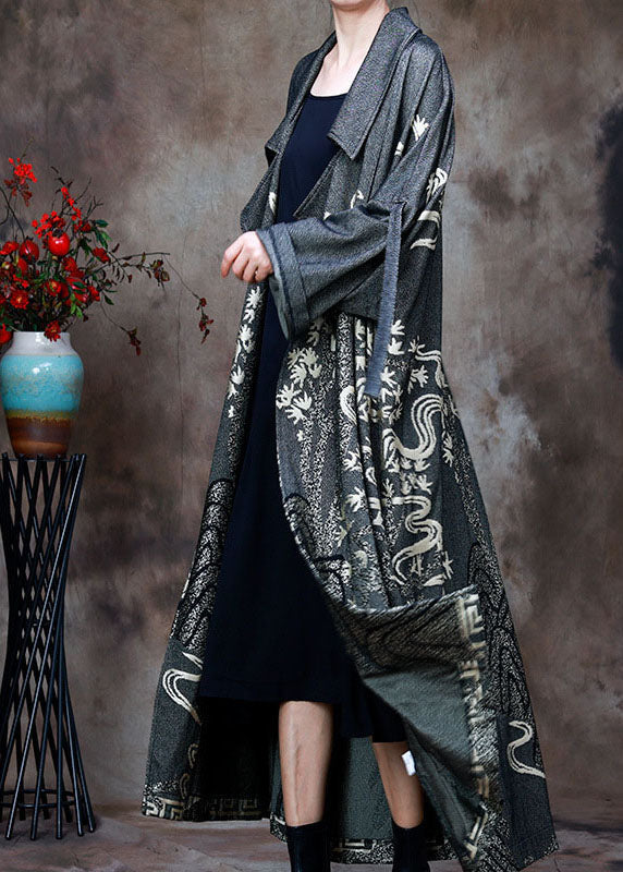 diy Grey Peter Pan Collar Jacquard Winter Coat