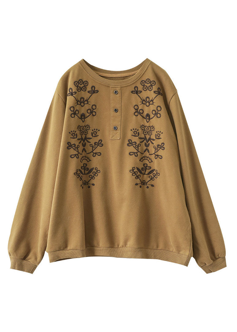 diy gelb bestickte Blumen-Baumwoll-Tops Frühling