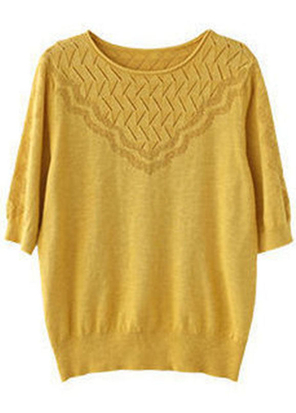 DIY Gelber Hohlloch-Lässiger Herbstpullover