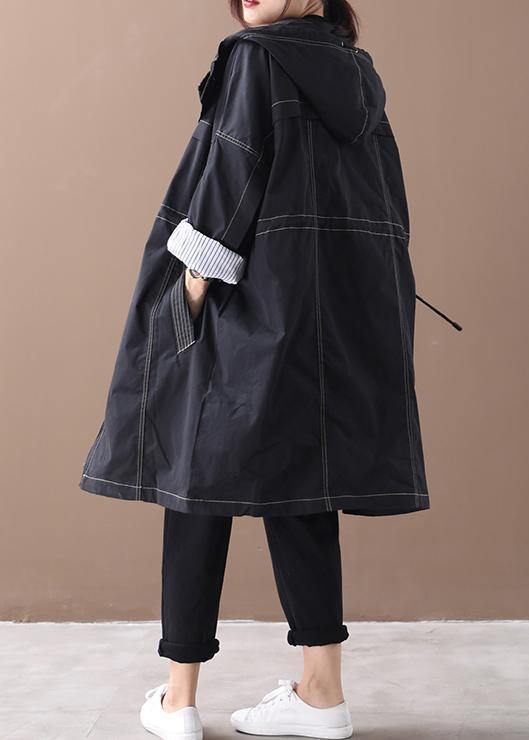 diy black fine clothes Wardrobes hooded drawstring pockets outwears - SooLinen