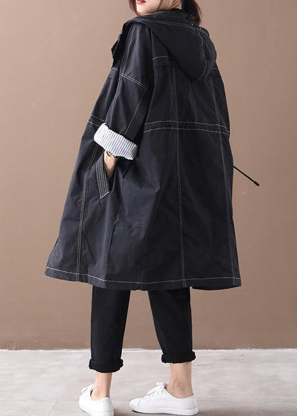 diy black fine clothes Wardrobes hooded drawstring pockets outwears - SooLinen