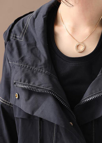 diy black fine clothes Wardrobes hooded drawstring pockets outwears - SooLinen