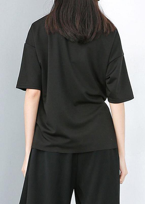 diy cotton crane tops Pakistani Round Neck Patchwork Striped Irregular Blouse - SooLinen