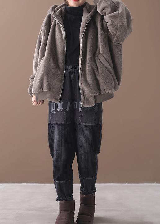 diy hooded Fashion winter coats women blouses khaki Midi outwears - SooLinen