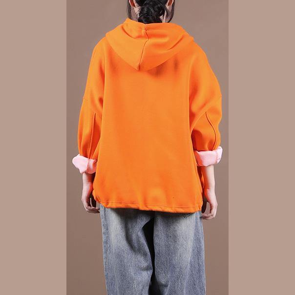 diy hooded drawstring Plus Size fall clothes For Women yellow women coats - SooLinen