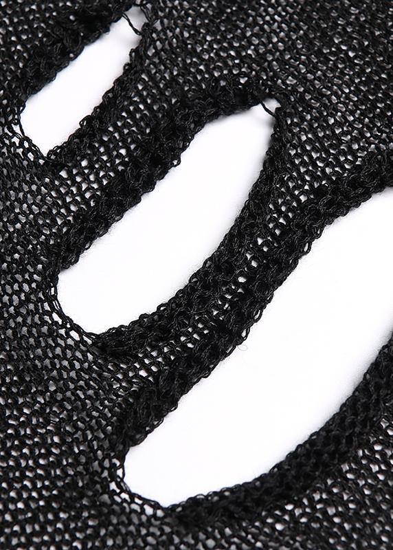 diy o neck Hole summer clothes For Women Wardrobes black tops - SooLinen