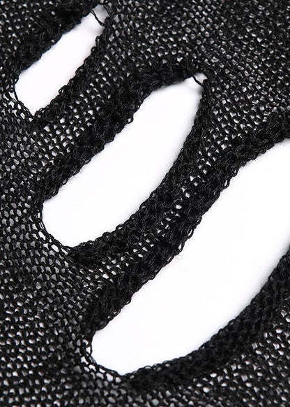 diy o neck Hole summer clothes For Women Wardrobes black tops - SooLinen