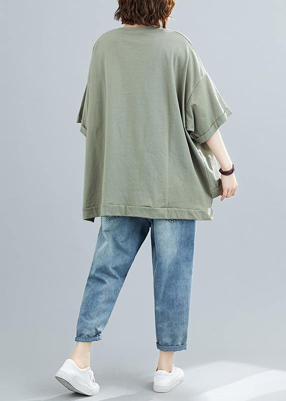 diy o neck cotton summerclothes For Women Wardrobes Cartoon print top - SooLinen