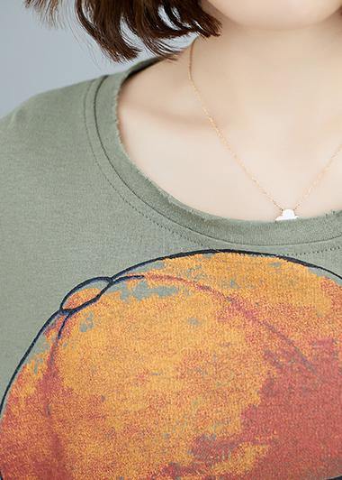 diy o neck cotton summerclothes For Women Wardrobes Cartoon print top - SooLinen