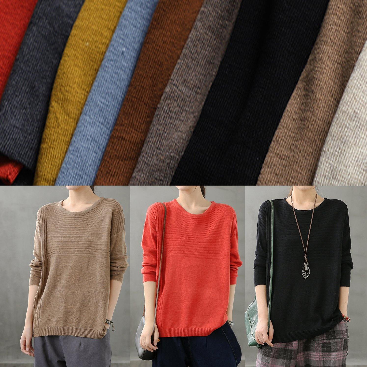 Diy o neck linen fall tops women Cotton beige top - SooLinen