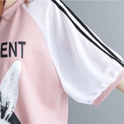 DIY rosa Druck Baumwollkleidung für Frauen Vintage Fotografie O Hals Baumwolloberteile