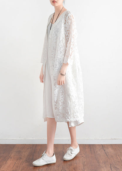 Diy weiß spitze kleidung Frauen Baumwolle v-ausschnitt täglichen sommer aushöhlen