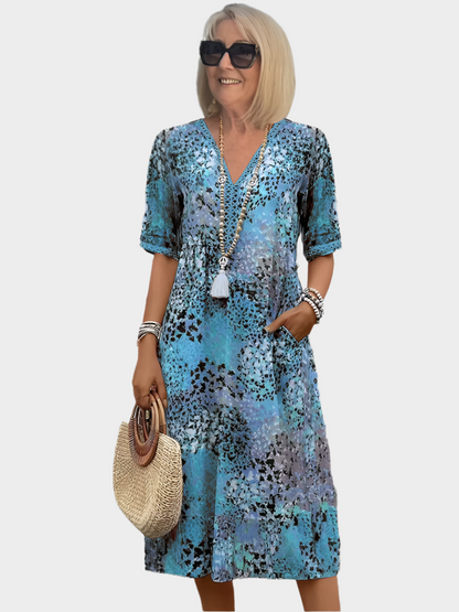 Airy Summer Dress with V Neckline