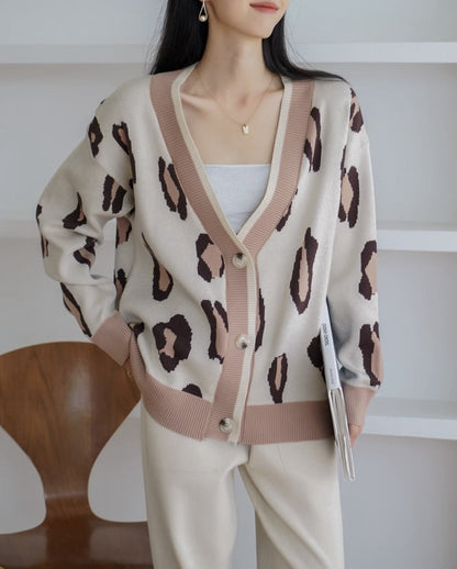Lazy-chic Knit Cardigan and Cuffed Pants Two-Piece Set