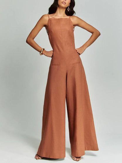 Brown Halter Jumpsuit