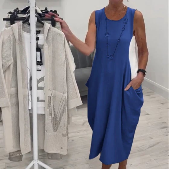 Sleeveless Pocket Midi Dress
