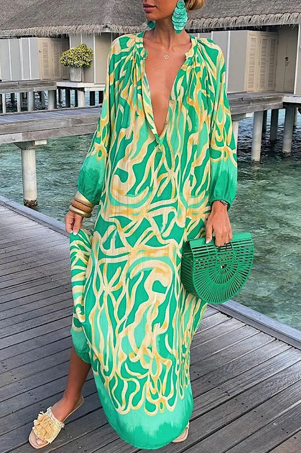 ABSTRACT BUTTON SHIRT DRESS