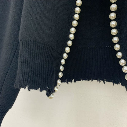 Pearl Chain V-Neck Oversized Knit Cardigan