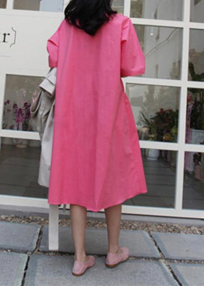 eautiful v neck half sleeve cotton linen quilting clothes Tutorials rose Dress - SooLinen