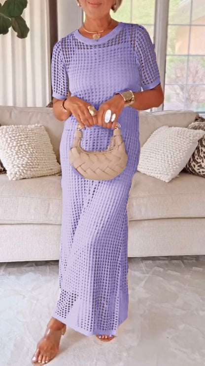 Women’s Round Neck Hollow Air Quality Two-Piece Dress