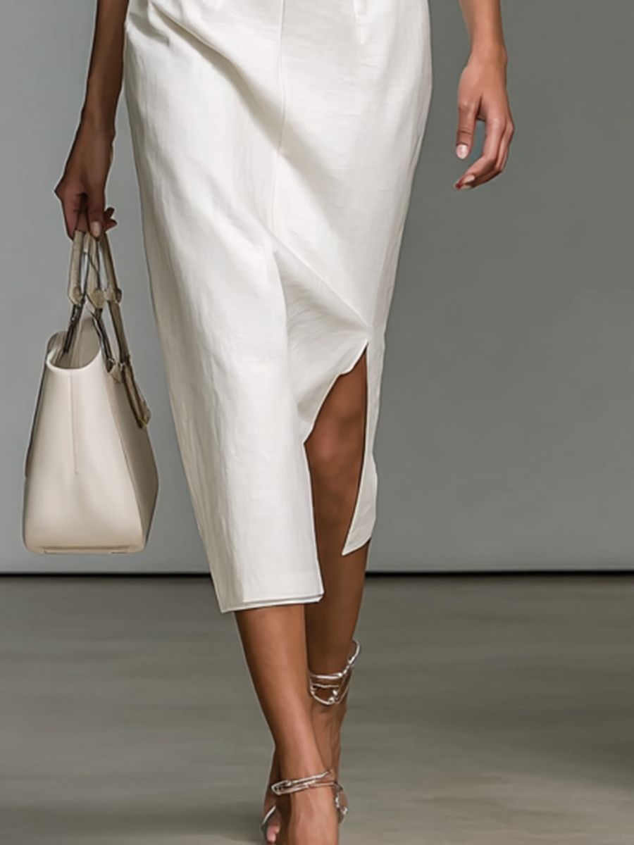 Embroidered V-Neck Midi Dress