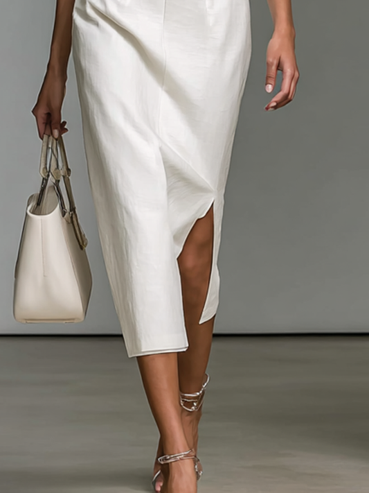 Embroidered V-Neck Midi Dress