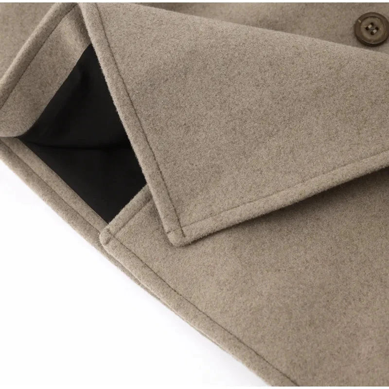 Stand-collar double-breasted loose-fit cropped casual jacket