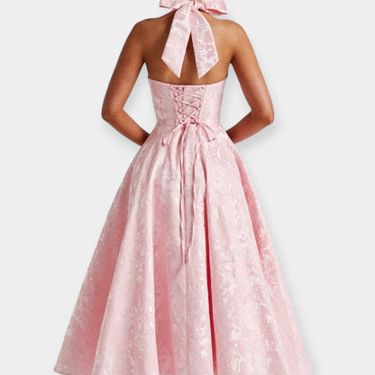 Midi Dress with Open Back and Stylish Corset