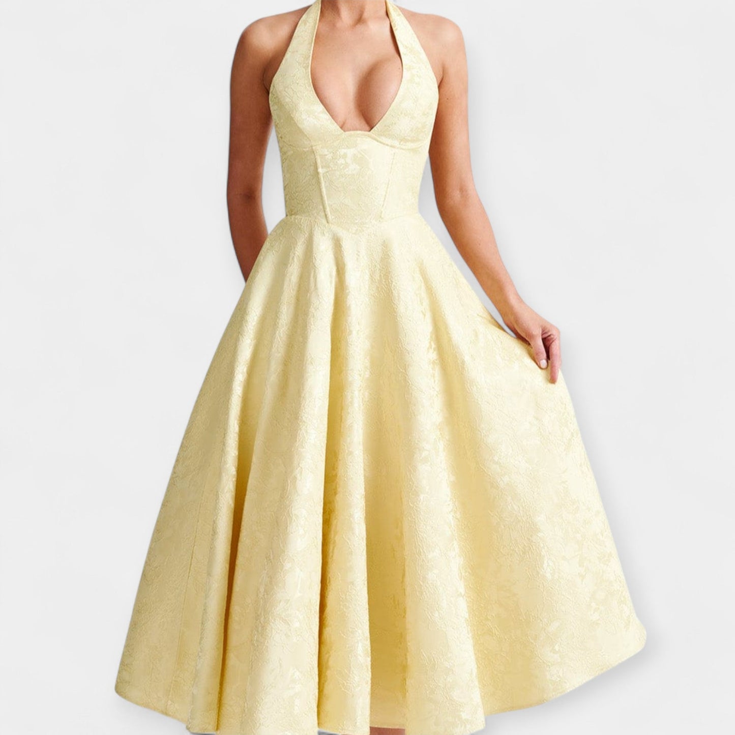 Midi Dress with Open Back and Stylish Corset
