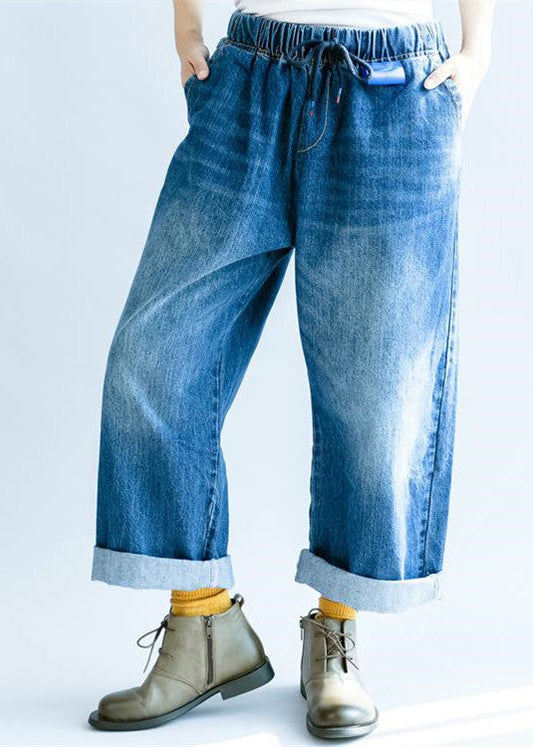 Hose mit weitem Bein und elastischer Taille