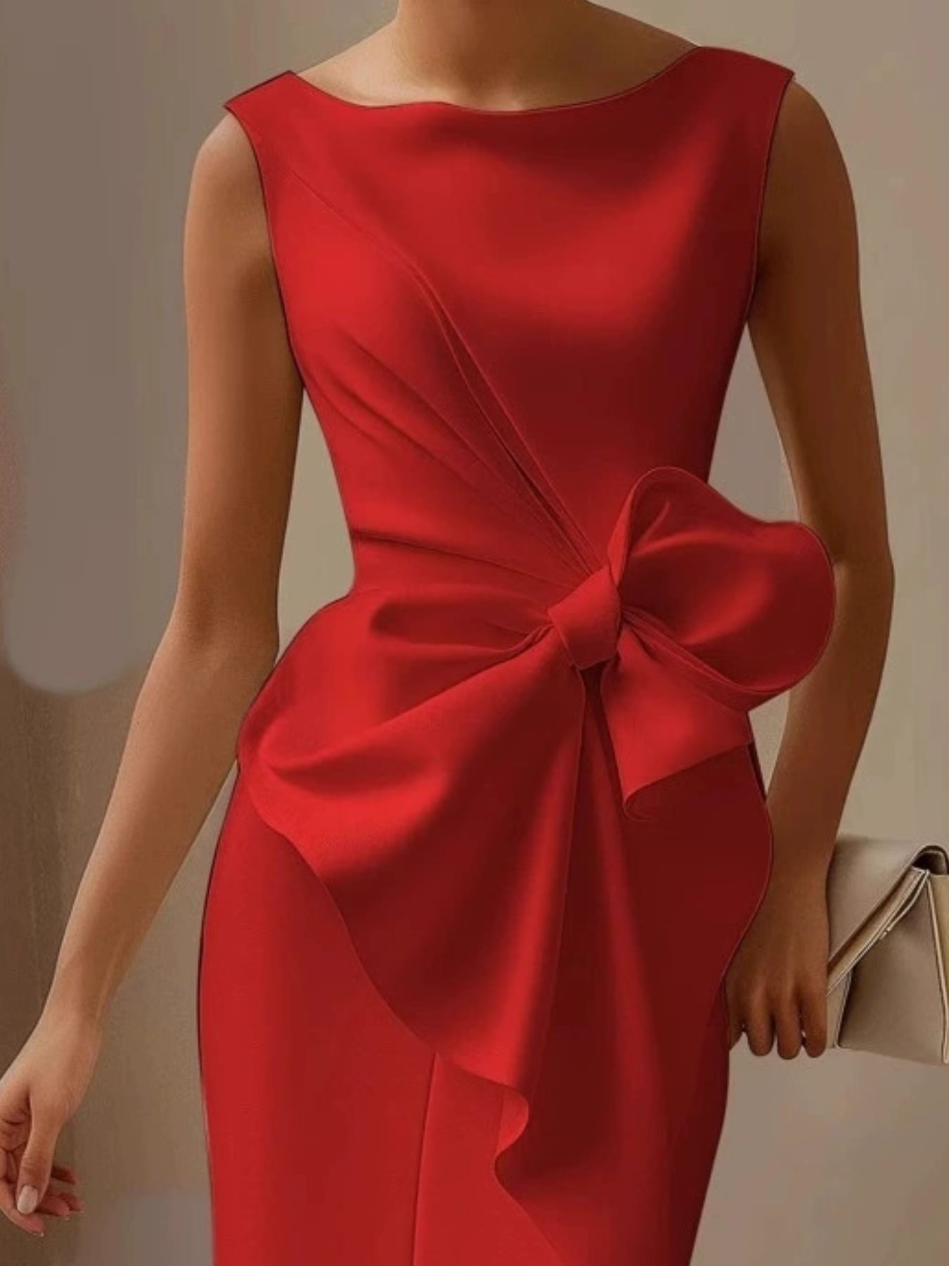 Bow Front Sleeveless Plus Size Dress